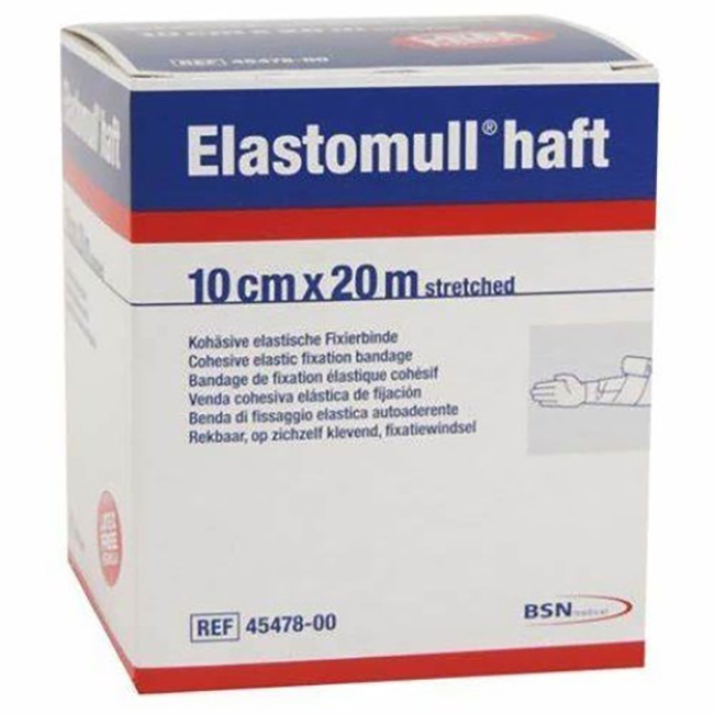 BENDA ELASTICA AUTOADESIVA PER FISSAGGIO MEDICAZIONI ELASTOMULL HAFT LF ALTEZZA 10 CM LUNGHEZZA 20 M - goldeneffe.it