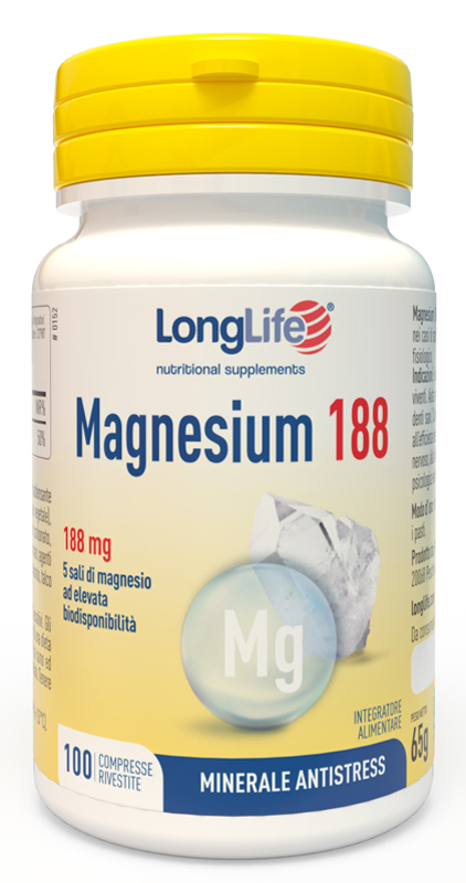 LONGLIFE MAGNESIUM 188 100 COMPRESSE RIVESTITE DA 6,5 G - goldeneffe.it