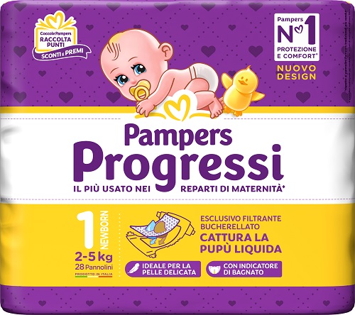 PAMPERS PROGRESSI NEWBORN PANNOLINO 1 2-5KG 28 PEZZI - goldeneffe.it