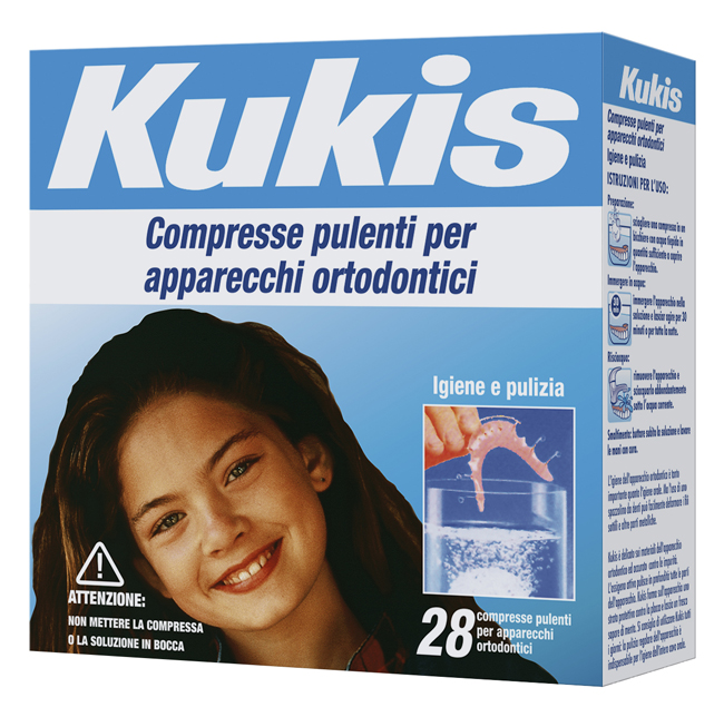 KUKIS CLEANSER 28 COMPRESSE PER PULIZIA APPARECCHI ORTODONTICI - goldeneffe.it