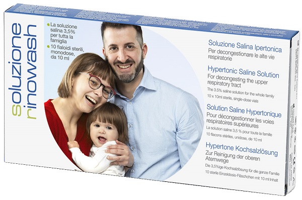 RINOWASH SOLUZIONE SALINA IPERTONICA PER PULIZIA NASO 10 FIALE RICHIUDIBILI X 10 ML - goldeneffe.it