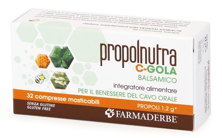 PROPOLNUTRA C GOLA BALSAMICO 32 COMPRESSE MASTICABILI - goldeneffe.it