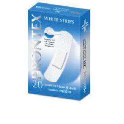 CEROTTO PRONTEX WHITE STRIPS IN TESSUTO NON TESSUTO BIANCO STERILE SCATOLA 20 CEROTTI MEDI - goldeneffe.it