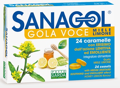 SANAGOL GOLA VOCE MIELE LIMONE 24 CARAMELLE - goldeneffe.it
