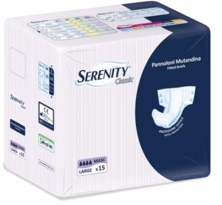 PANNOLONE PER INCONTINENZA A MUTANDINA SERENITY CLASSIC FORMATO MAXI TAGLIA LARGE 15 PEZZI - goldeneffe.it