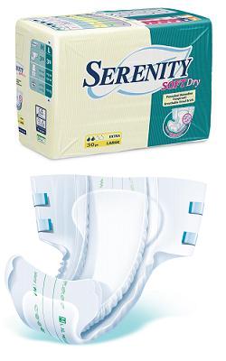 PANNOLONE PER INCONTINENZA SERENITY SOFTDRY FORMATO SUPER TAGLIA MEDIUM 30 PEZZI - goldeneffe.it