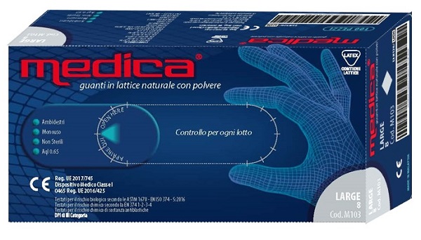 MEDICA GUANTO LATTICE N/STERILE CON POLVERE DM MISURA L 100 PEZZI - goldeneffe.it