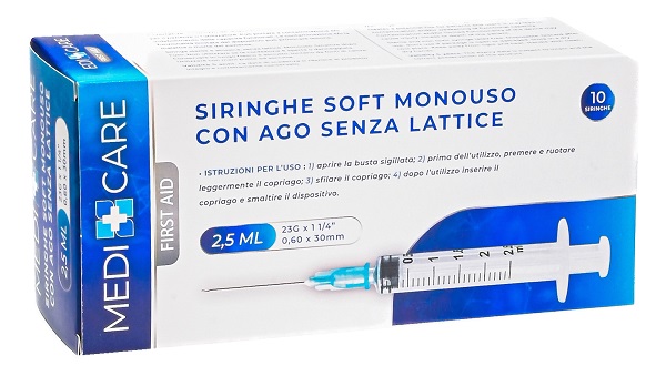 SIRINGA SOFT CAPACITA' 2,5ML AGO GAUGE 23 CONFEZIONE 10 PEZZI GAMMADIS - goldeneffe.it