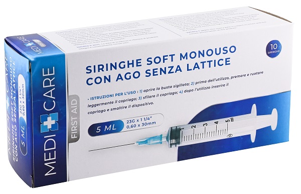 SIRINGA SOFT CAPACITA' 5ML AGO GAUGE 23 CONFEZIONE 10 PEZZI GAMMADIS - goldeneffe.it