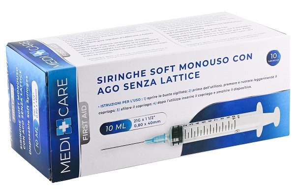 SIRINGA SOFT CAPACITA' 10ML AGO GAUGE 21 CONFEZIONE 10 PEZZI GAMMADIS - goldeneffe.it