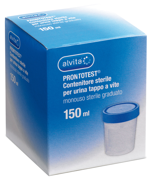 CONTENITORE PER URINA ALVITA PRONTOTEST GRADUATO CON TAPPO A VITE - goldeneffe.it