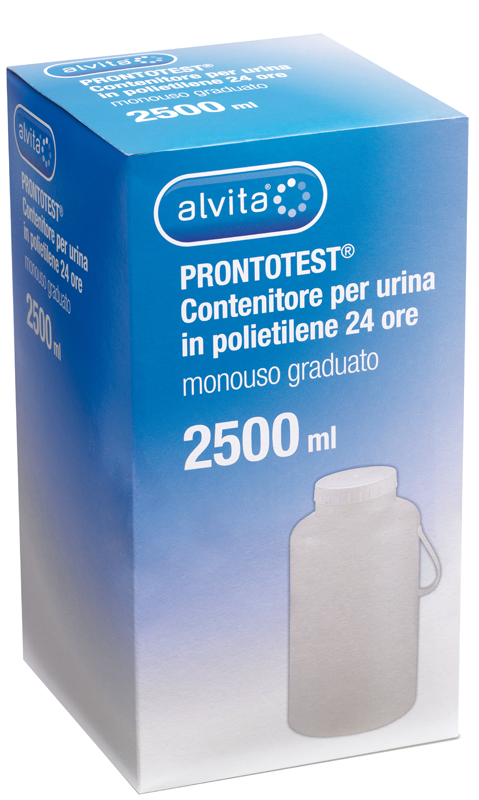 CONTENITORE PER URINA ALVITA PRONTOTEST IN POLIETILENE 24 ORE GRADUATO 2500ML - goldeneffe.it