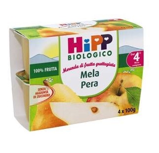 HIPP BIO FRUTTA GRATTUGGIATA MELA PERA 4X100 G - goldeneffe.it