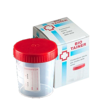 CONTENITORE PER URINA BIO TAINER GRADUATO CON SUPERFICIE DI SCRITTURA CON TAPPO A VITE CAPACITA' 120ML 1 PEZZO - goldeneffe.it