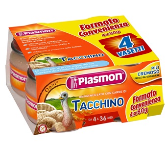 PLASMON OMOGENEIZZATO TACCHINO 4 X 80 G CON GIFT - goldeneffe.it