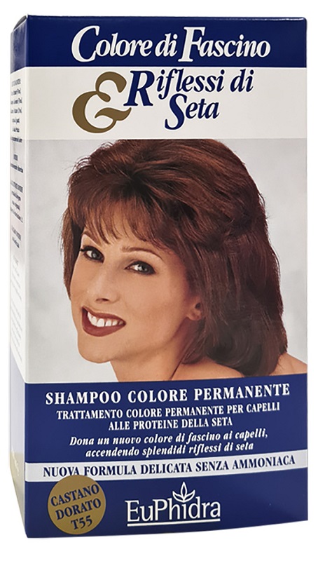 EUPHIDRA COLORE DI FASCINO & RIFLESSI DI SETA SHAMPOO COLORE PERMANENTE 55 CASTANO DORATO 120 ML - goldeneffe.it