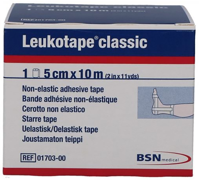 LEUKOTAPE BENDA ANELASTICA PER BENDAGGI FUNZIONALI 5X100 CM - goldeneffe.it