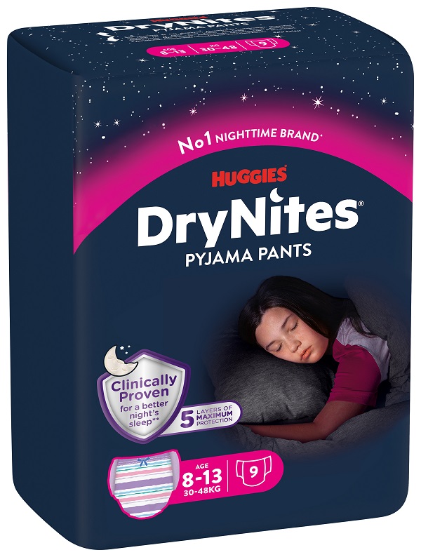 PANNOLINO HUGGIES DRYNITES 8/13 ANNI GIRL L 30/48KG 9 PEZZI - goldeneffe.it