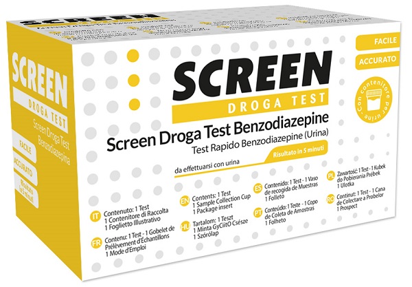 SCREEN DROGA TEST BENZODIAZEPINE TEST ANTIDROGA CON CONTENITORE URINA - goldeneffe.it