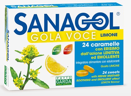 SANAGOL GOLA VOCE SENZA ZUCCHERO LIMONE 24 CARAMELLE - goldeneffe.it