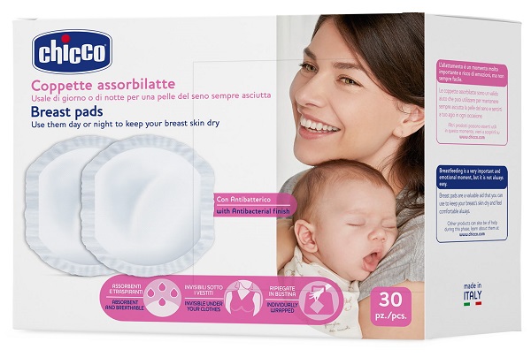 CHICCO COPPETTA ASSORBILATTE ANTIBATTERICA 30 PEZZI - goldeneffe.it