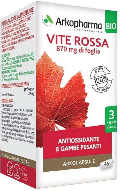 ARKO CAPSULE VITE ROSSA BIO 45 CAPSULE - goldeneffe.it