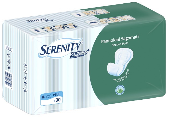 PANNOLONE PER INCONTINENZA SAGOMATO SERENITY SOFTDRY+ ALOE PLUS 30 PEZZI - goldeneffe.it