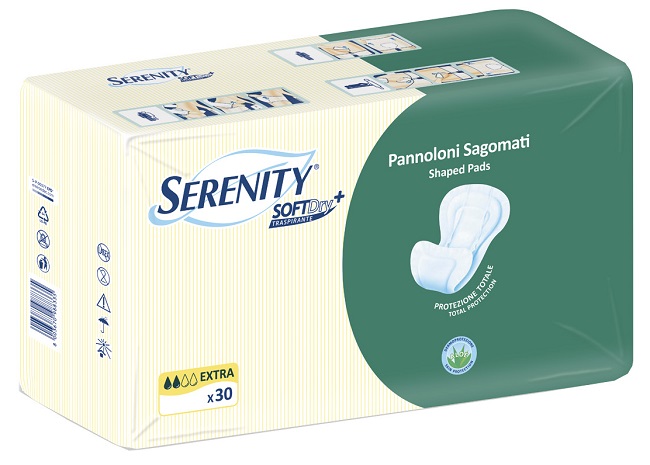 PANNOLONE PER INCONTINENZA SAGOMATO SERENITY SOFTDRY+ ALOE EXTRA 30 PEZZI - goldeneffe.it