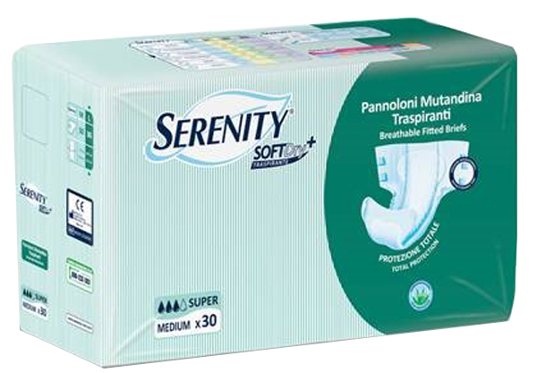 PANNOLONE PER INCONTINENZA A MUTANDINA SERENITY SOFTDRY+ ALOE SUPER MEDIUM 30 PEZZI - goldeneffe.it