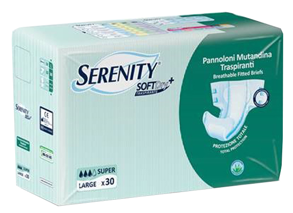PANNOLONE PER INCONTINENZA A MUTANDINA SERENITY SOFTDRY+ ALOE SUPER LARGE 30 PEZZI - goldeneffe.it