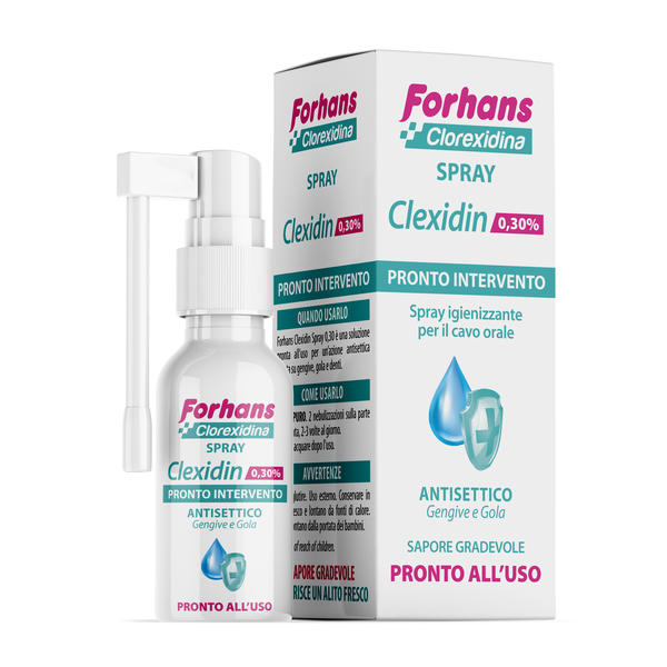 COLLUTORIO SPRAY CON CLOREXIDINA FORHANS CLEXIDIN 50ML - goldeneffe.it