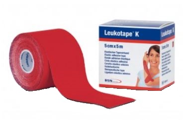 BENDA ADESIVA LEUKOTAPE K PER TAPING FISIOTERAPICO LARGHEZZA 5 CM LUNGHEZZA 5 M COLORE ROSSO IN ROTOLO - goldeneffe.it