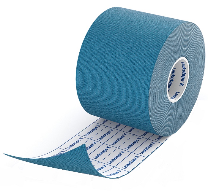 BENDA ADESIVA LEUKOTAPE K PER TAPING FISIOTERAPICO LARGHEZZA 5 CM LUNGHEZZA 5 M COLORE BLU IN ROTOLO - goldeneffe.it