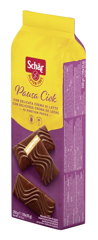 SCHAR PAUSA CIOK MERENDINE DI PAN DI SPAGNA CON CREMA DI LATTE 10 PEZZI DA 35 G - goldeneffe.it