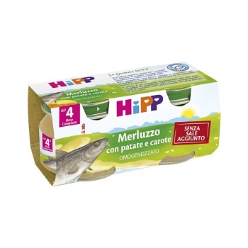 HIPP OMOGENEIZZATO MERLUZZO CAROTE PATATE 2X80 G - goldeneffe.it