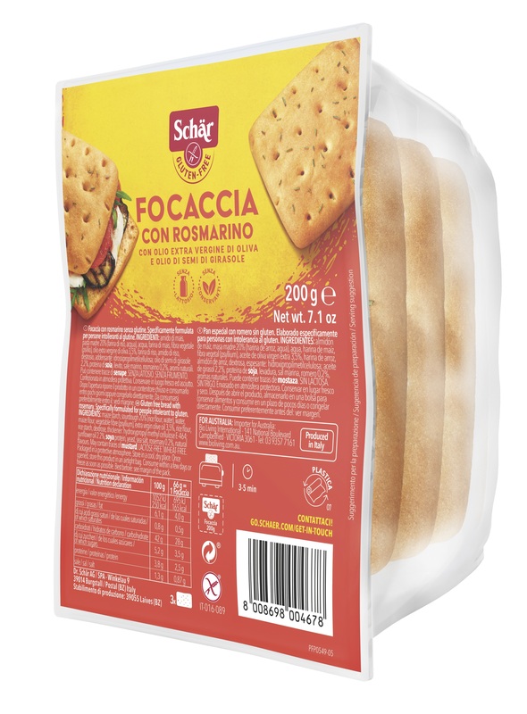SCHAR FOCACCIA CON ROSMARINO SENZA LATTOSIO 200 G - goldeneffe.it