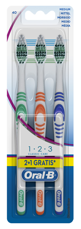 ORALB 123 CLASSIC CARE SPAZZOLINO MANUALE 3 PEZZI - goldeneffe.it