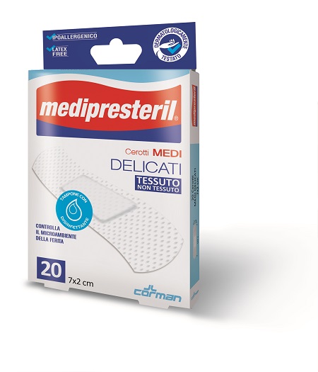 CEROTTO MEDIO MEDIPRESTERIL DELICATO TNT 7X2CM 20 PEZZI - goldeneffe.it