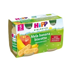 HIPP BIO OMOGENEIZZATO MELA BANANA BISCOTTO 2X125 G - goldeneffe.it