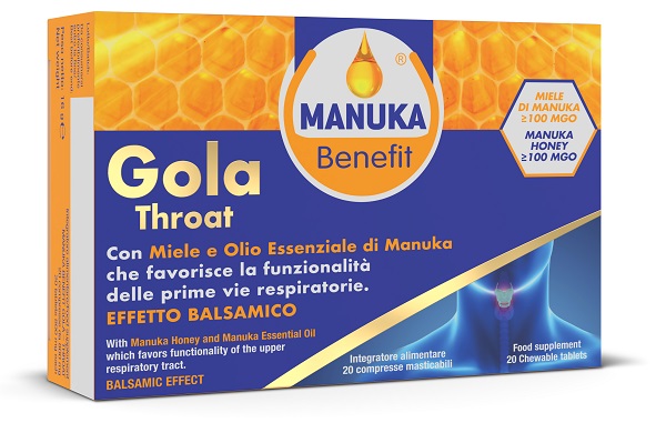 MANUKA BENEFIT GOLA THROAT 20 COMPRESSE MASTICABILI - goldeneffe.it
