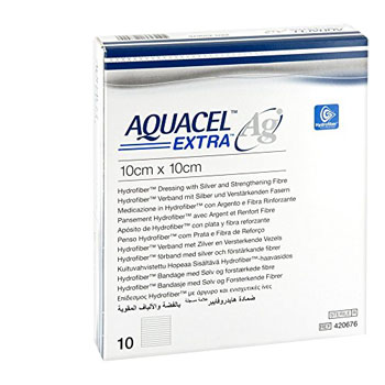 AQUACEL AG EXTRA MEDICAZIONE CON IONI ARGENTO 10X10 CM 10 PEZZI - goldeneffe.it