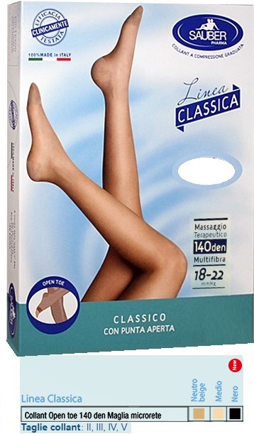 SAUBER COLLANT OPEN TOE MAGLIA MICRORETE 140 DEN COLORE MEDIO 3 LINEA CLASSICA - goldeneffe.it
