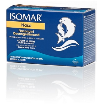 ISOMAR SOLUZIONE IPERTONICA ACQUA MARE 18 FLACONCINI MONODOSE 5 ML - goldeneffe.it
