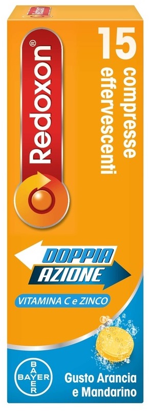 REDOXON DOPPIA AZIONE 15 COMPRESSE EFFERVESCENTI VITAMINA C ZINCO ARANCIA E MANDARINO 45,78 G - goldeneffe.it