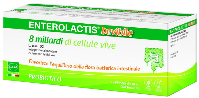 ENTEROLACTIS BEVIBILE 12 FLACONCINI DA 10 ML SOFAR - goldeneffe.it
