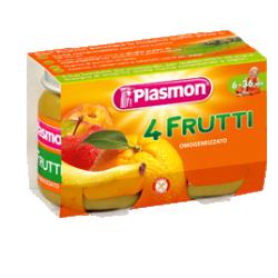 PLASMON OMOGENEIZZATO 4 FRUTTI 2 X 104 G - goldeneffe.it