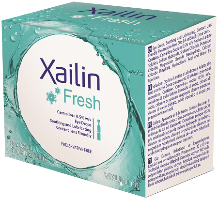 XAILIN FRESH GOCCE OCULARI CARBOSSIMETILCELLULOSA 0,5% 30 FLACONCINI MONODOSE 0,4 ML - goldeneffe.it