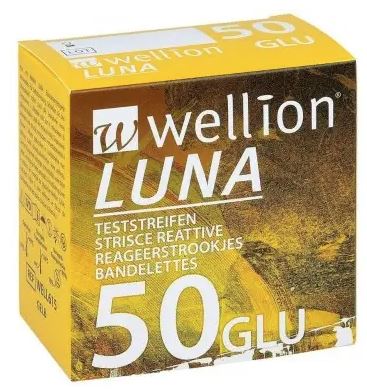 WELLION LUNA 50 STRIPS STRISCE PER MISURAZIONE GLICEMIA - goldeneffe.it