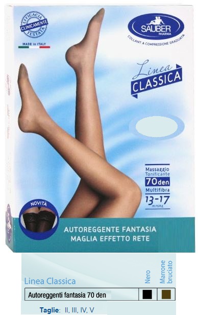 SAUBER AUTOREGGENTE FANTASIA 70 DEN MAGLIA MICRORETE COLORE NERO TAGLIA 4 LINEA CLASSICA - goldeneffe.it