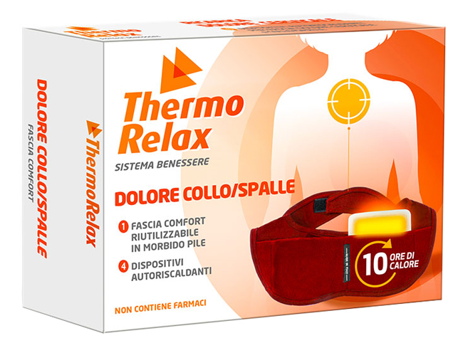THERMORELAX FASCIA DOLORE COLLO SPALLE FASCIA+4 DISPOSITIVI AUTORISCALDANTI - goldeneffe.it